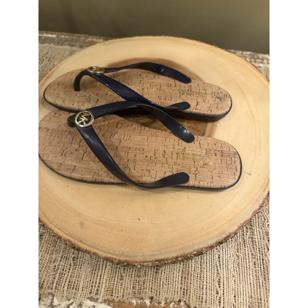 Michael Kors Shoes |‎ Michael Kors Jet Set Cork Black Flip Flops Size 6 - Picture 4 of 8